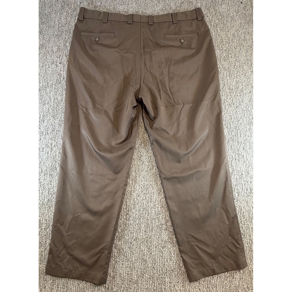 Oak Hill Dress Pants Mens 44x30 Brown Pleated Front Trousers DXL - Picture 4 of 7